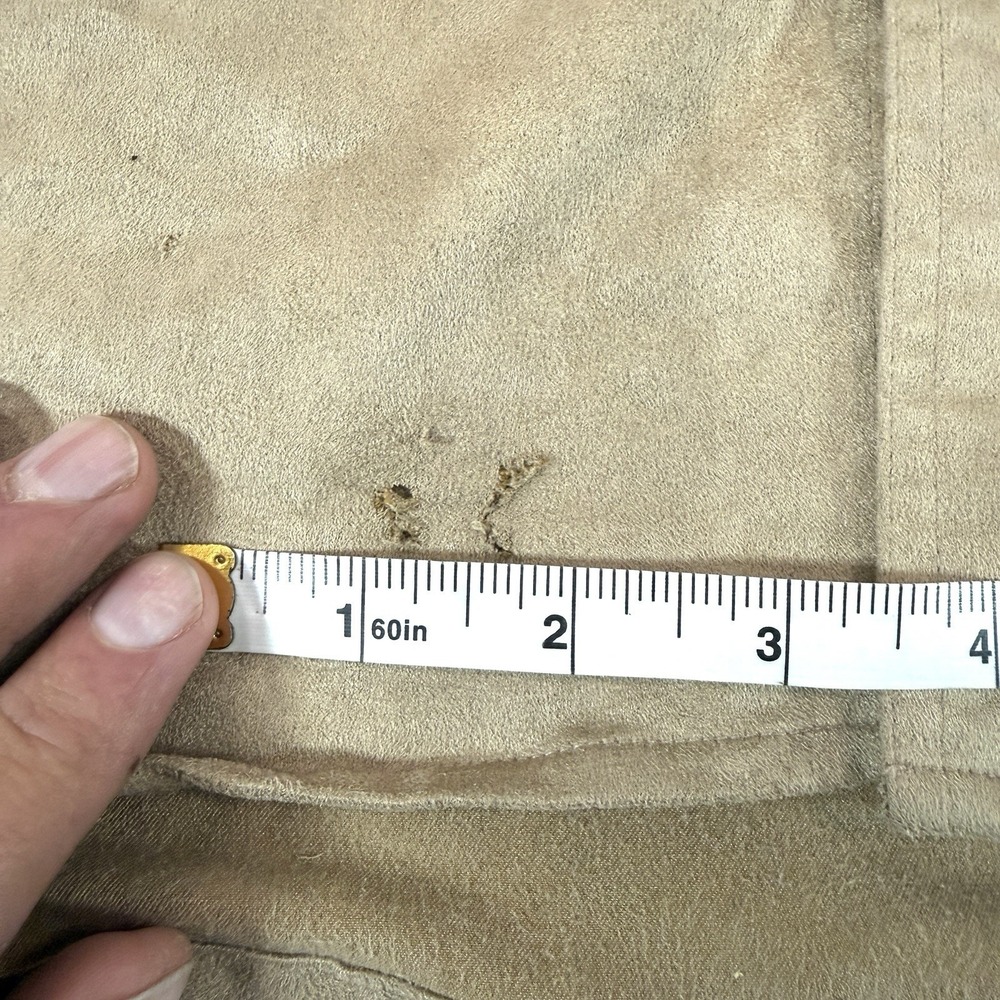 Vintage Knightsbridge 90s Faux Suede Button Up Shirt Men Beige XL Retro Hipster - Picture 7 of 13